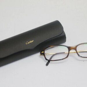 CARTIER Square Clear Sunglasses Brown Tortoiseshell Acetate 140 53-17 - 4363169